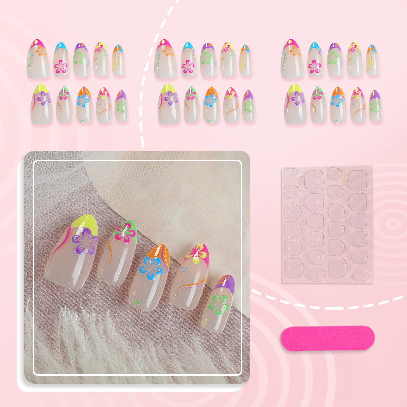 Creative Tropical Flower Press-On Nail Art Set