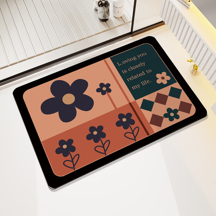 Floral Design Cotton Bath Mat Kalsten