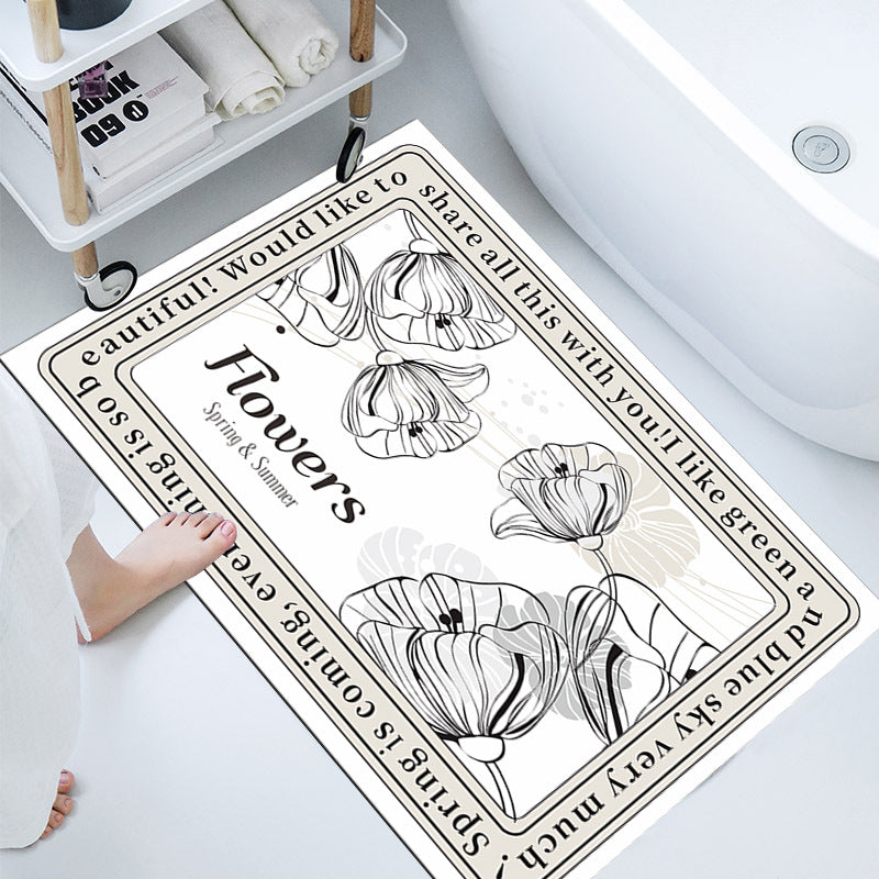 Floral-Themed Bathroom Mat
