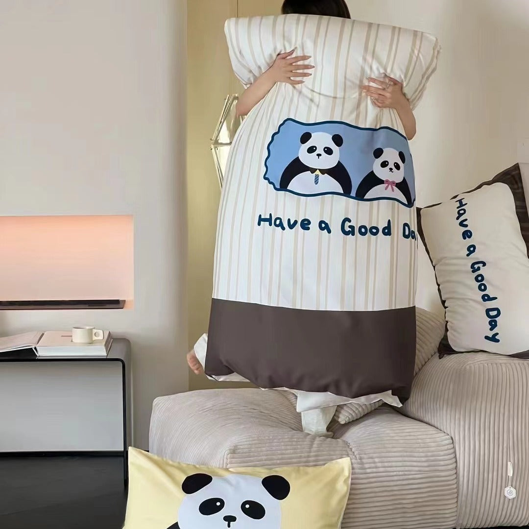 Bedding set made of cotton satin with teddy bear and breakfast print