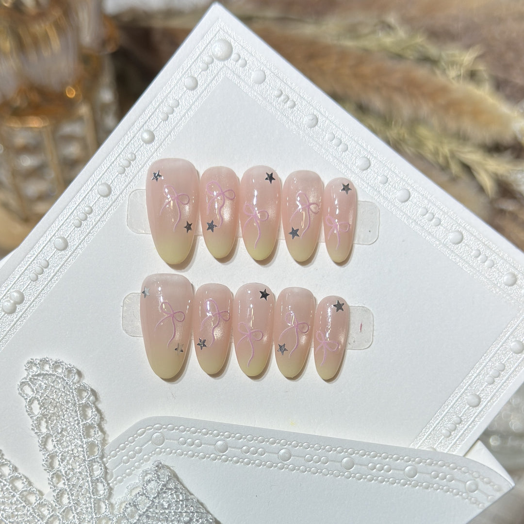 Press-On Nail Set with Bow and Star Accents Kalsten