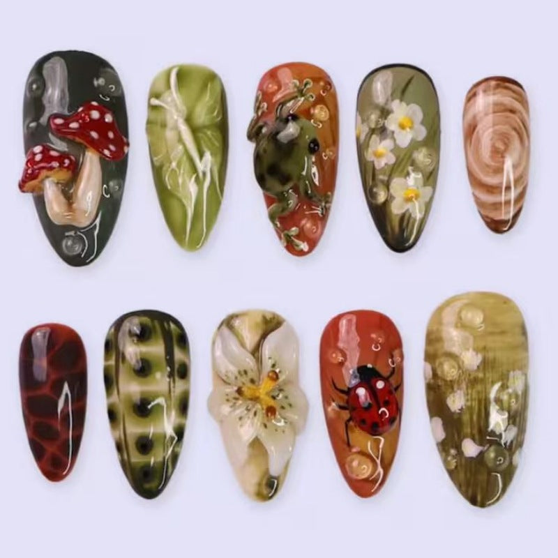 Nature-Themed Artistic Press-On Nail Set Kalsten