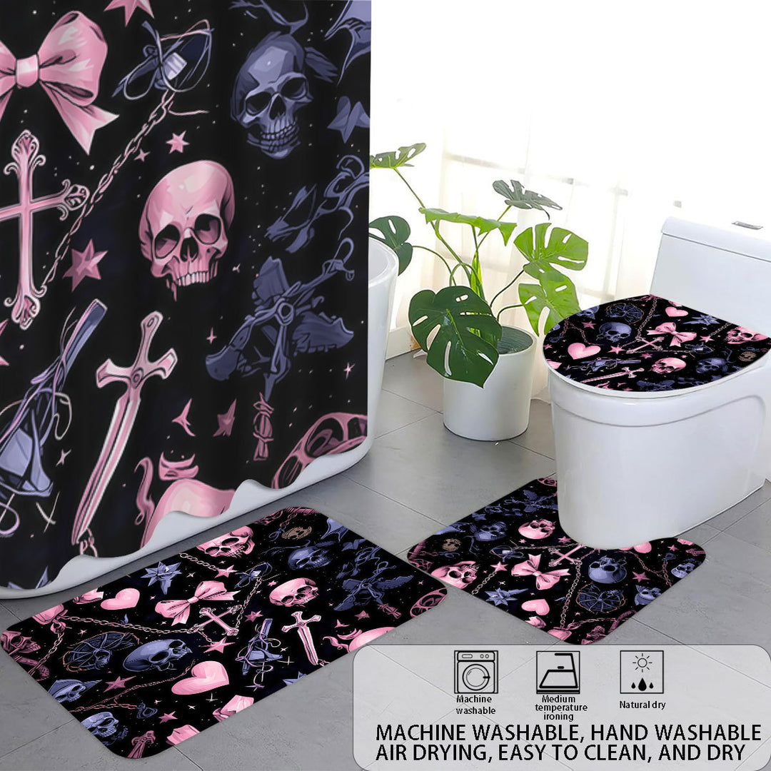 Artistic Skull and Floral Themed Bathroom Set Kalsten