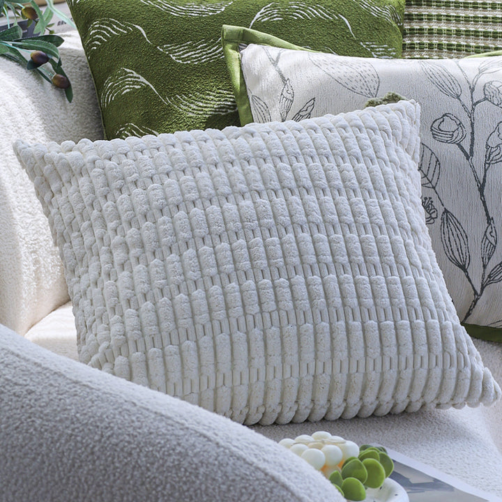 Square cushion cover made of microvelours with subtle wave structure Kalsten