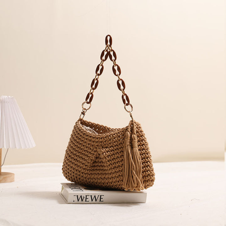 Handcrafted macrame bag with fashionable fringes Kalsten