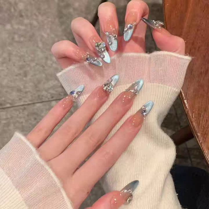 Artificial nails with elegant ombre effect and glitter coating Kalsten