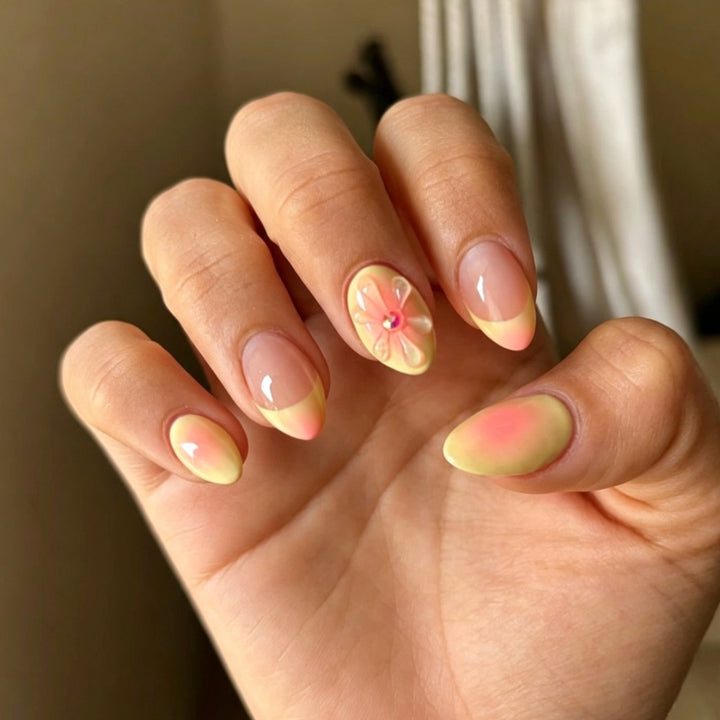 Floral Design Gel Nail Enhancements