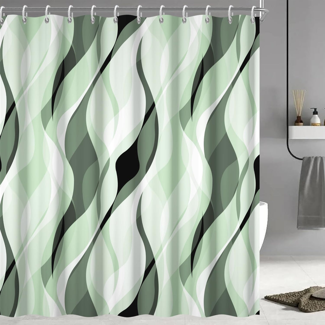 Abstract Wave Pattern Shower Curtain Kalsten