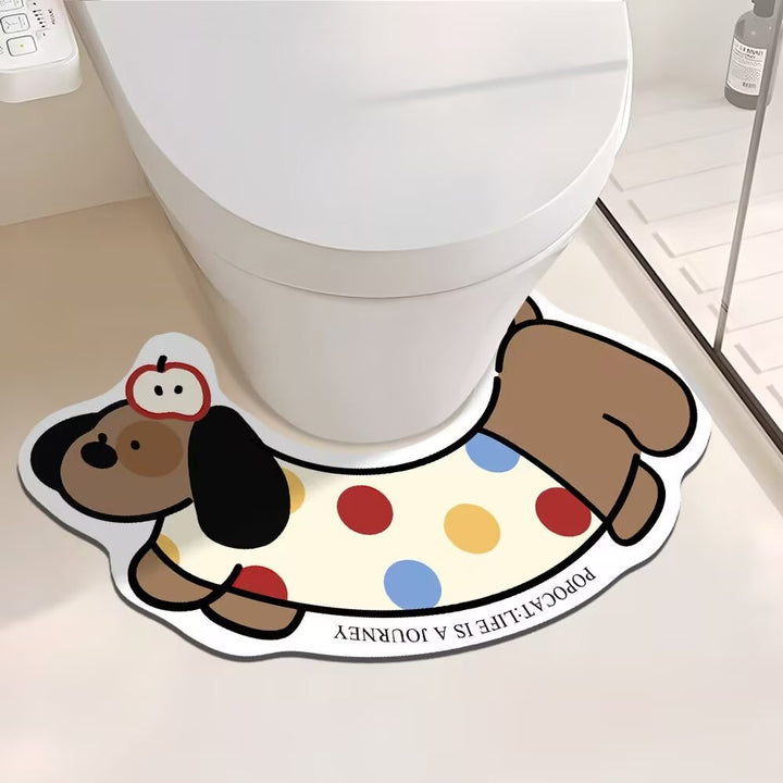 Cartoon Dog-Themed Bathroom Mat
