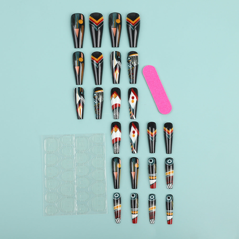 Artificial nails with creative tribal design Kalsten