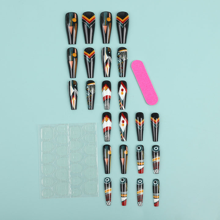Artificial nails with creative tribal design Kalsten