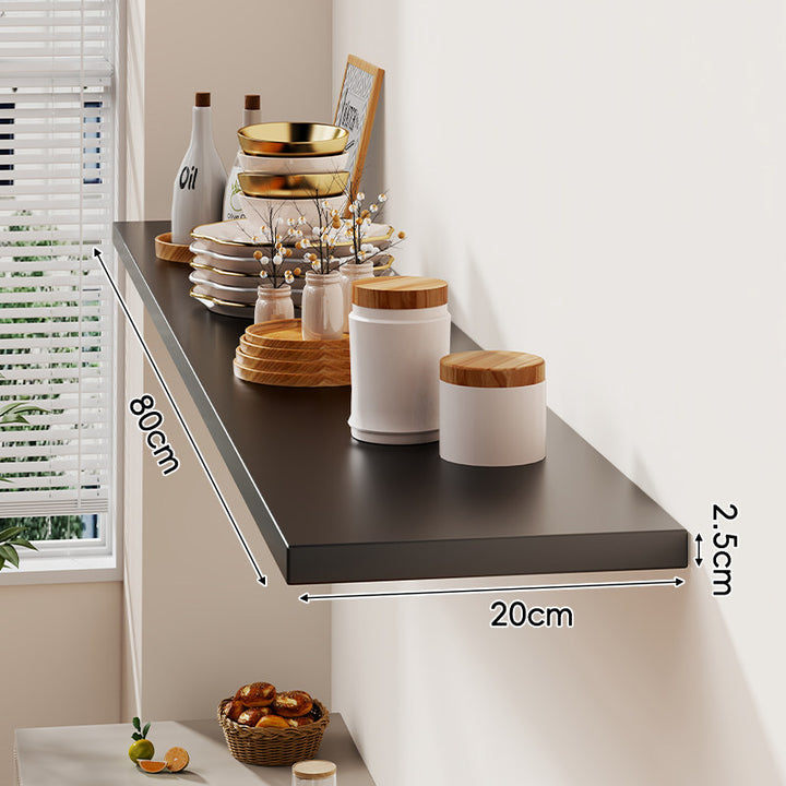 Floating Wall-Mounted Solid Wood Display Shelf with Concealed Brackets and Slim Profile