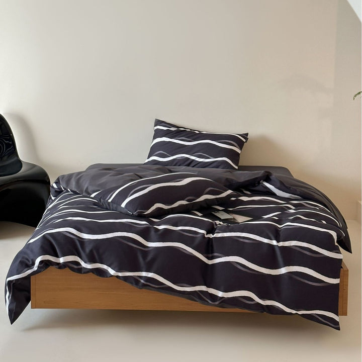 Duvet cover set made of cotton satin with Boho-Ethno pattern and reversible function