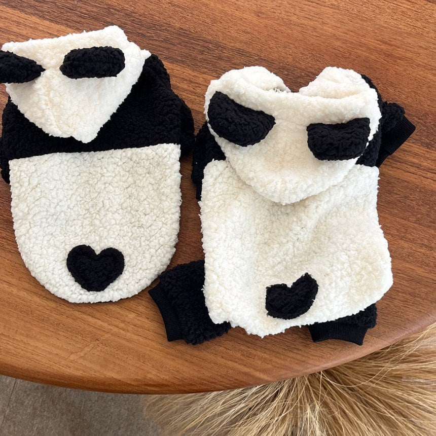 Teddy Sherpa Harness-Compatible Dog Vest with Contrasting Heart Appliqué