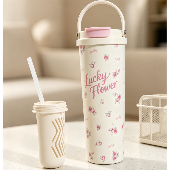 Insulated drinking bottle with integrated straw Kalsten