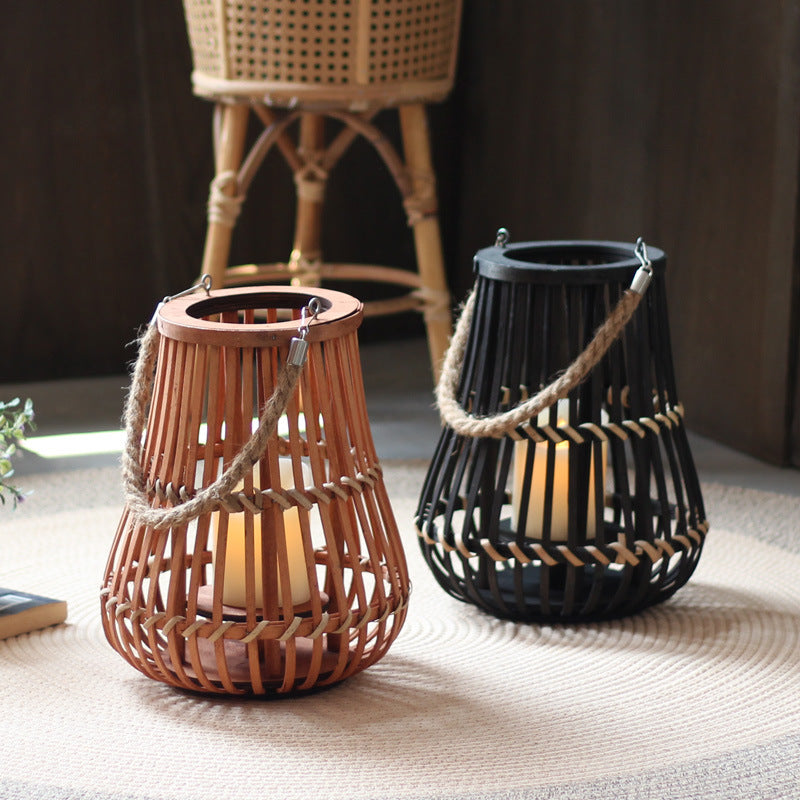 Handcrafted lantern made of wood and wicker Kalsten