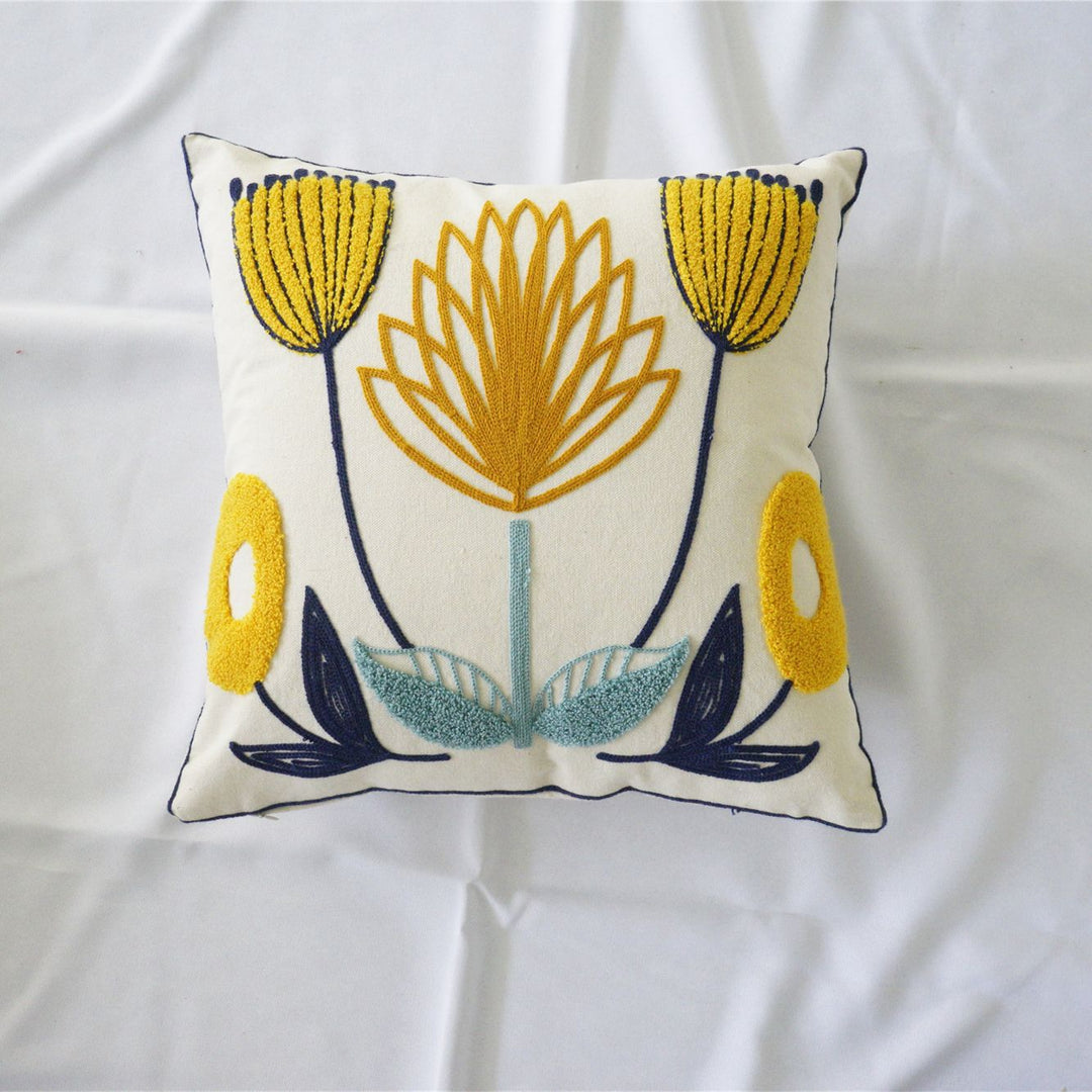 Floral Embroidered Accent Pillow
