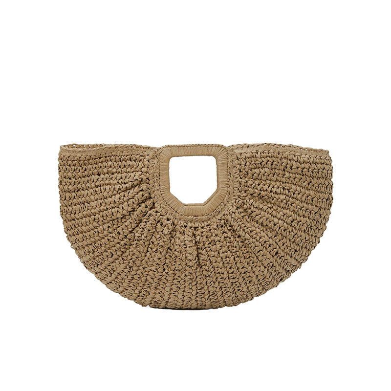 Handcrafted straw bag with elegant pleats Kalsten