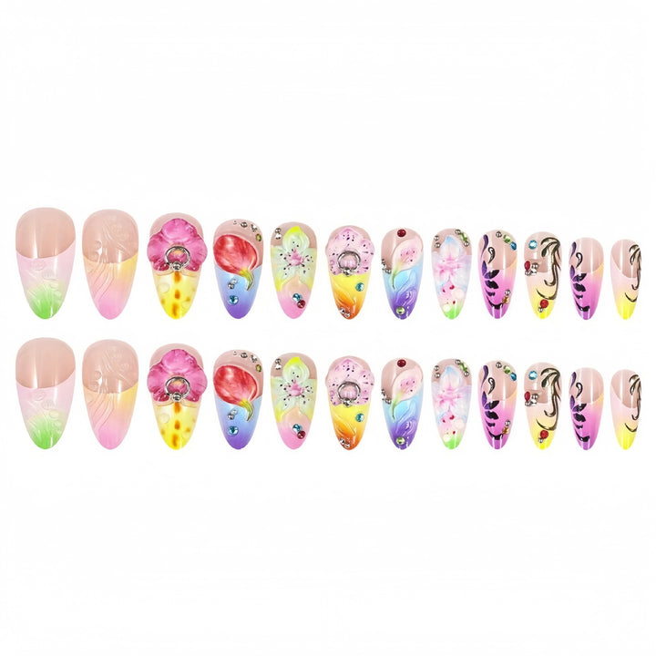 Intricately Designed Floral Press-On Nails Kalsten