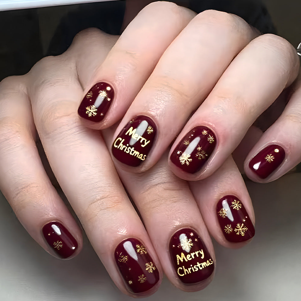 Festive Christmas-Themed Press-On Nail Art Kalsten 1787543209