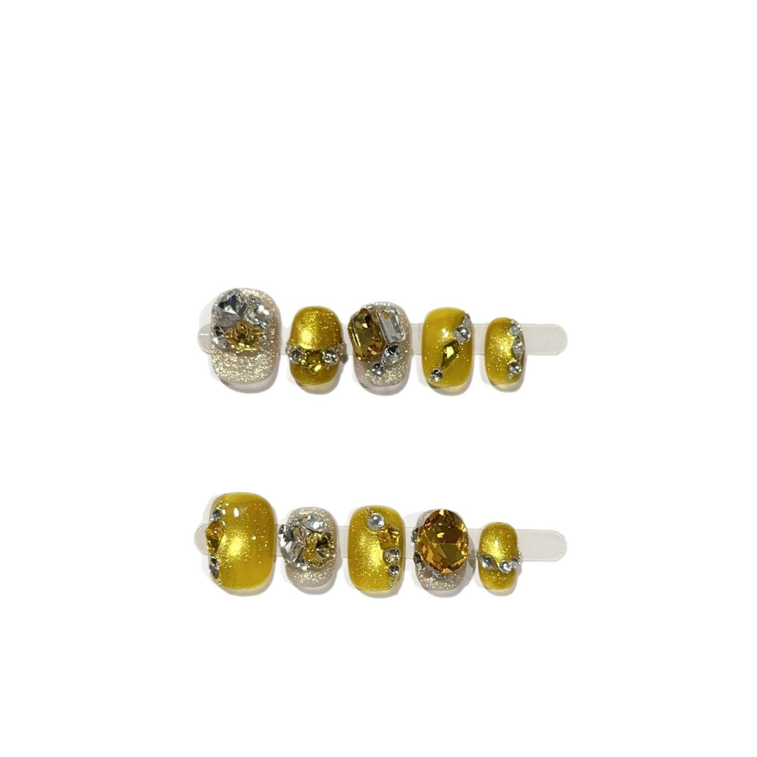 Glamorous Rhinestone-Embellished Press-On Nails