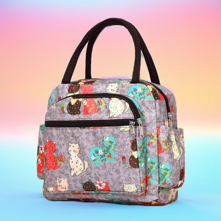 Insulated Cat Print Lunch Cooler Bag Kalsten