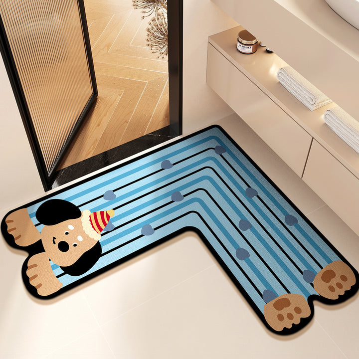 Cartoon-Themed Pet Design Bath Mat