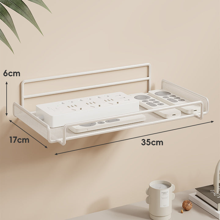 Wall-Mounted Two-Tier Ventilated Mesh Router and Power Strip Organizer
