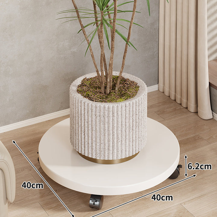 Round Wooden Rolling Plant Caddy