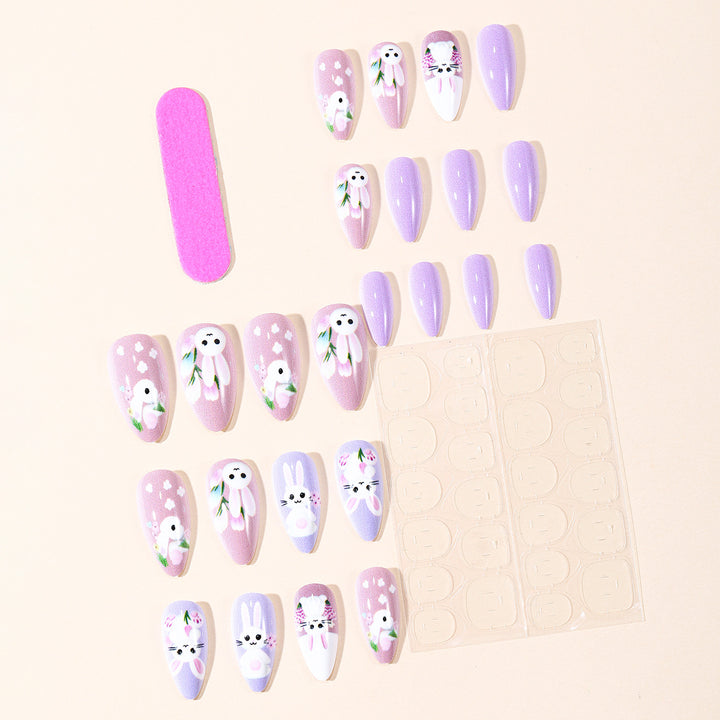 Whimsical Bunny-Themed Nail Art Extensions Kalsten
