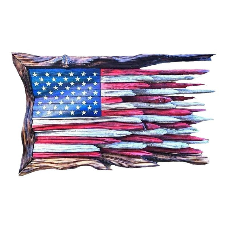 Unisex nan handcrafted rustic wall relief American flag made of driftwood Kalsten