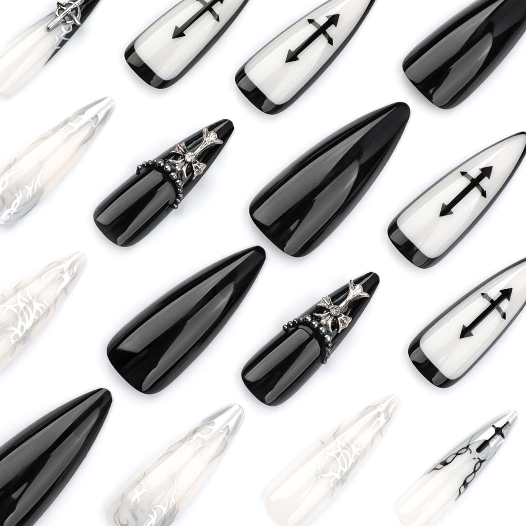 Artistic stiletto nails with unique 3D details and elegant accents Kalsten