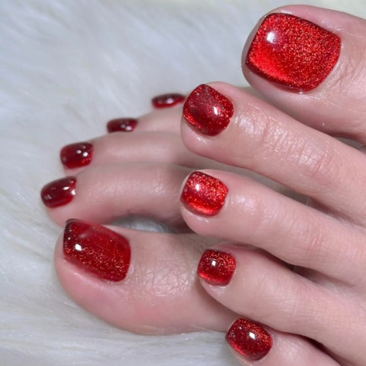Glittering Pedicure Press-On Toenails Kalsten