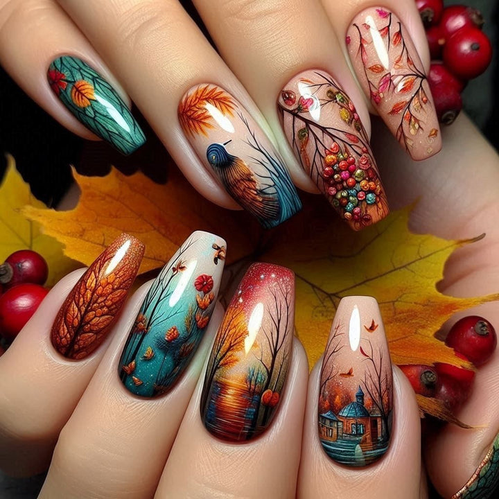 Creative artificial nails with floral and artistic patterns Kalsten