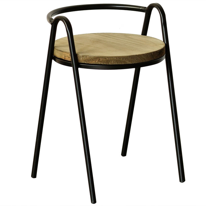 Modern stool with wooden seat and metal frame Kalsten
