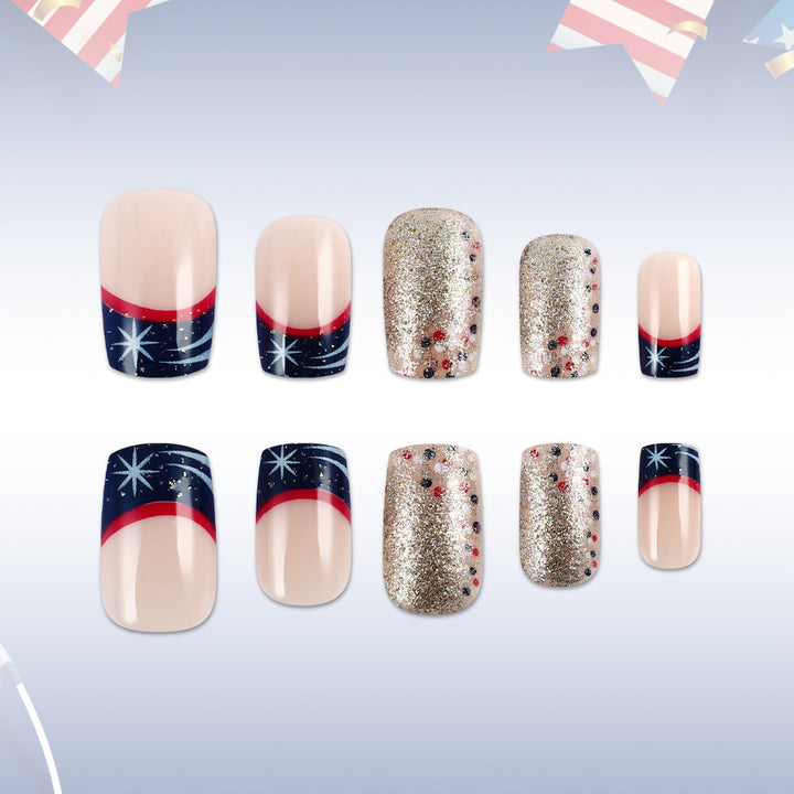 Decorative Press-On Nail Art Set with Glitter Accents Kalsten