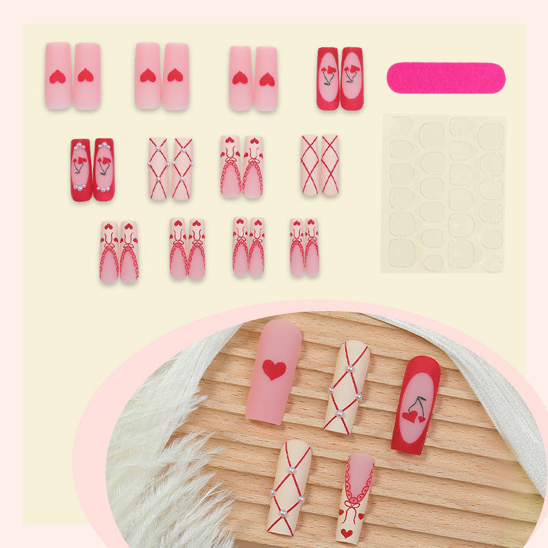Heart-Themed Press-On Nail Art Set Kalsten