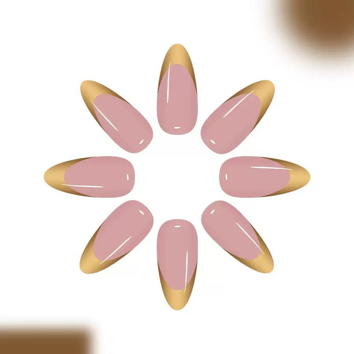 Artificial nail set with elegant gold tip design Kalsten