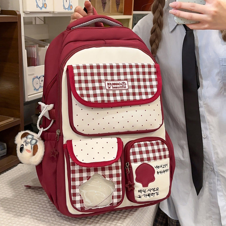 Stylish Checkerboard Patterned Backpack