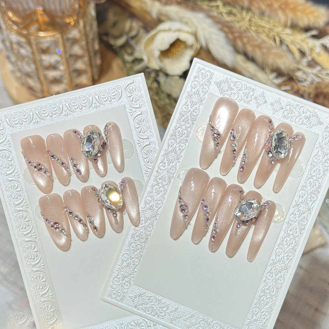 Glamorous Rhinestone-Embellished Stiletto Press-On Nails Kalsten