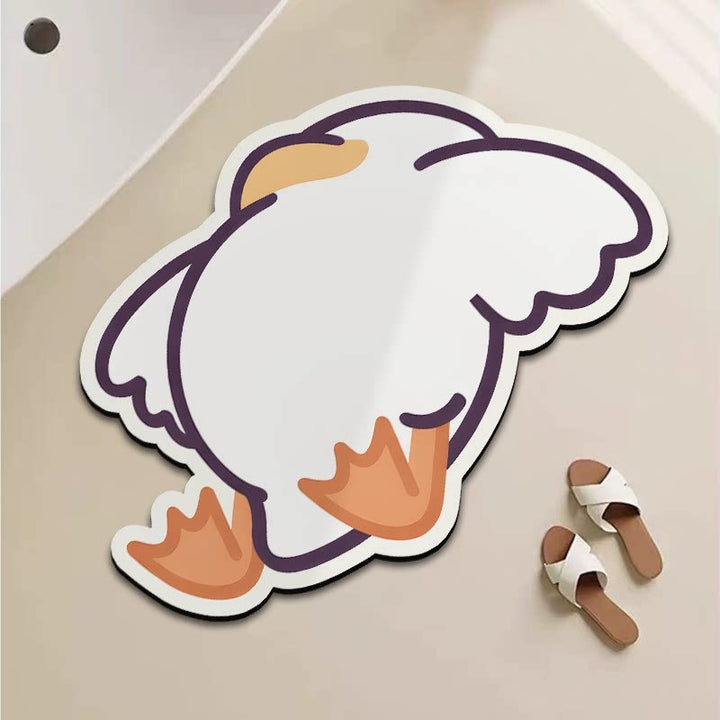 Playful Cartoon Goose-Shaped Bath Mat