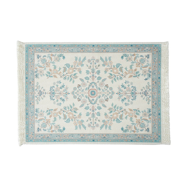Short-pile decorative bathroom and runner carpet in oriental medallion style with fringes Kalsten