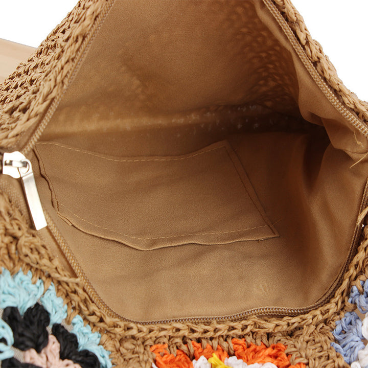 Hand-knotted shoulder bag with colorful floral pattern Kalsten