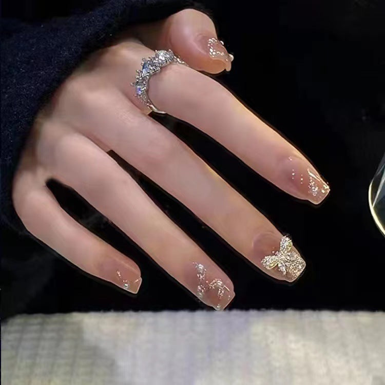 Glamorous glitter artificial nails with butterfly element Kalsten