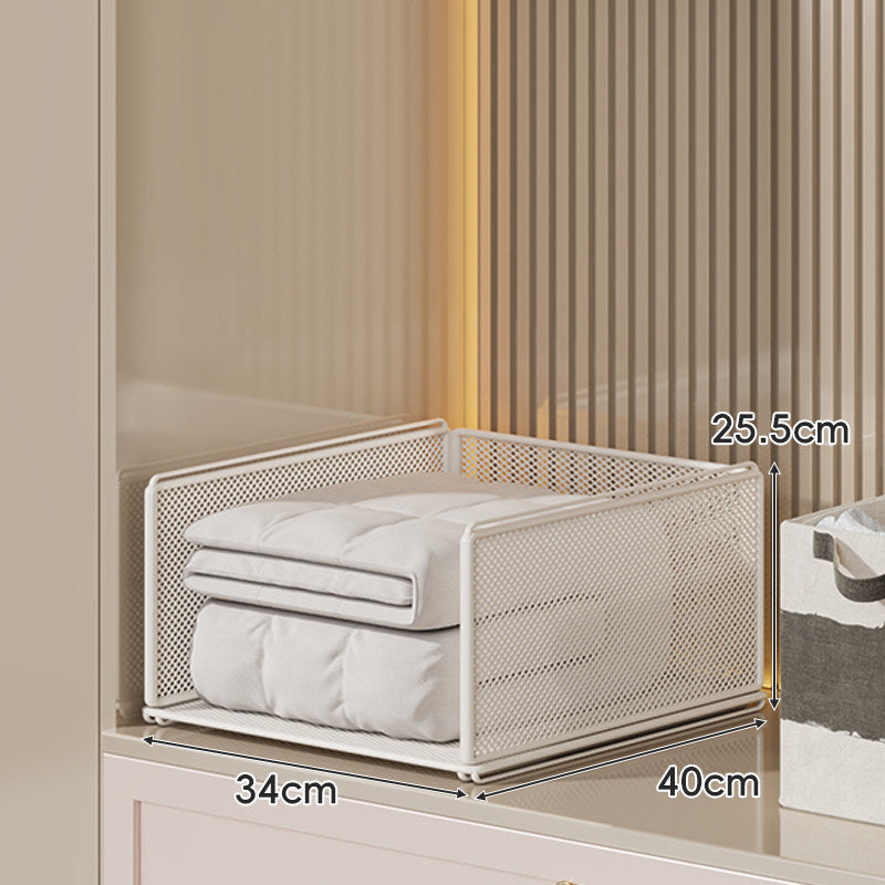 Perforated Steel Fabric Storage Basket with Raised Sliding Base