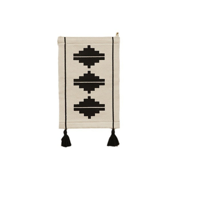 Woven wall hanging with graphic ethnic relief and tassels Kalsten
