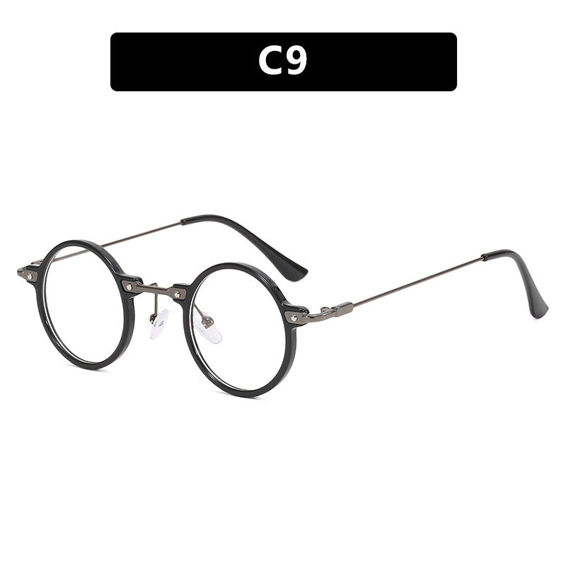 Women's round sunglasses with stylish metal frame and large blue lenses Kalsten