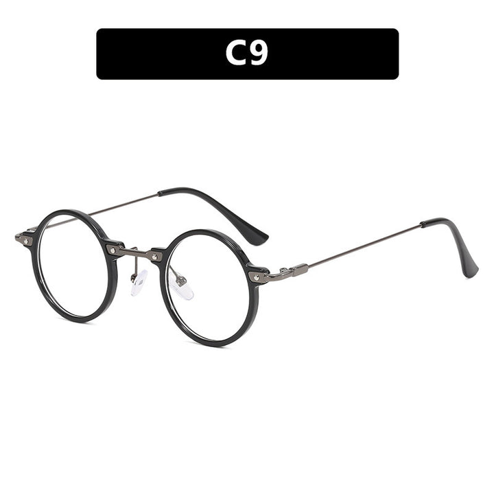 Women's round sunglasses with stylish metal frame and large blue lenses Kalsten