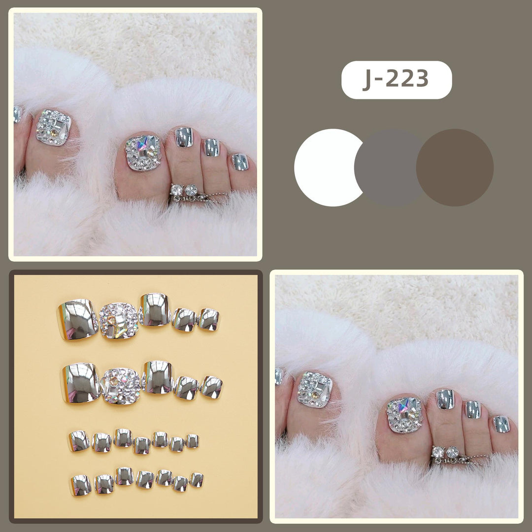 Decorative Rhinestone-Enhanced Press-On Toenails