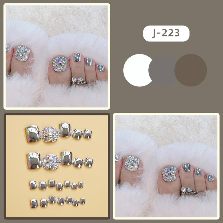 Decorative Rhinestone-Enhanced Press-On Toenails